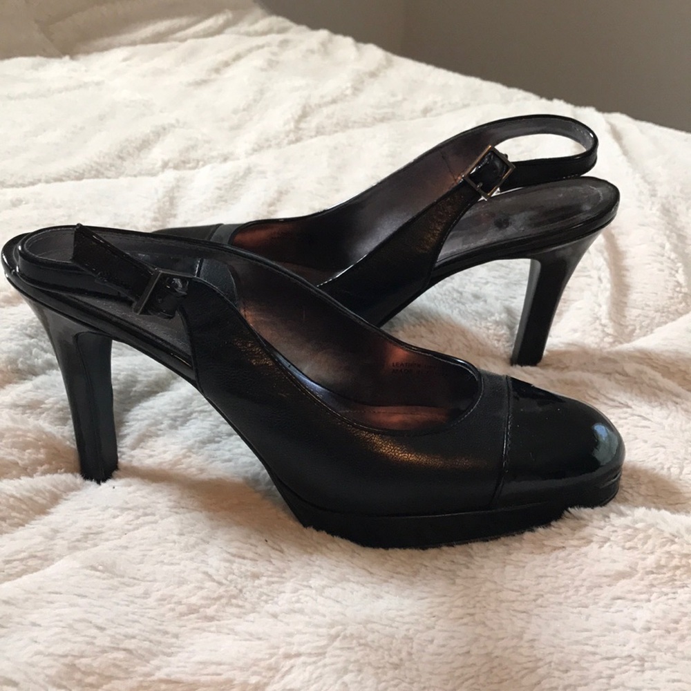 Black leather heels